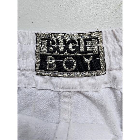 Retro Bugle Boy Shorts Mens 34X7 White Ramie Cotton Elastic Waist Casual 90s - Picture 8 of 14